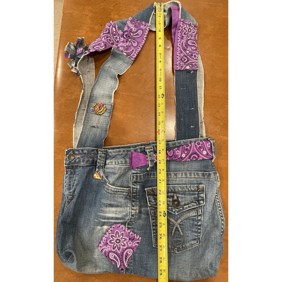 Handmade Upcycled Denim Jeans Purse Tote Bag Calvin Klein‎ Butt Handkerchief - Picture 4 of 8